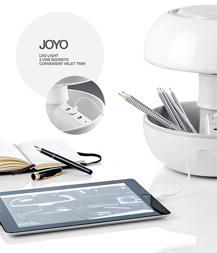 Lampada Joyo, 3 porte USB, Vano portaoggetti, 